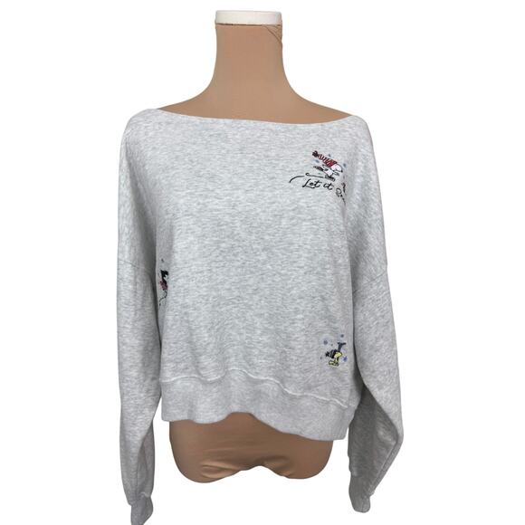 Hollister x Peanuts Snoopy “Let It Snow” cropped Sweatshirt Medium Holiday - Picture 1 of 7